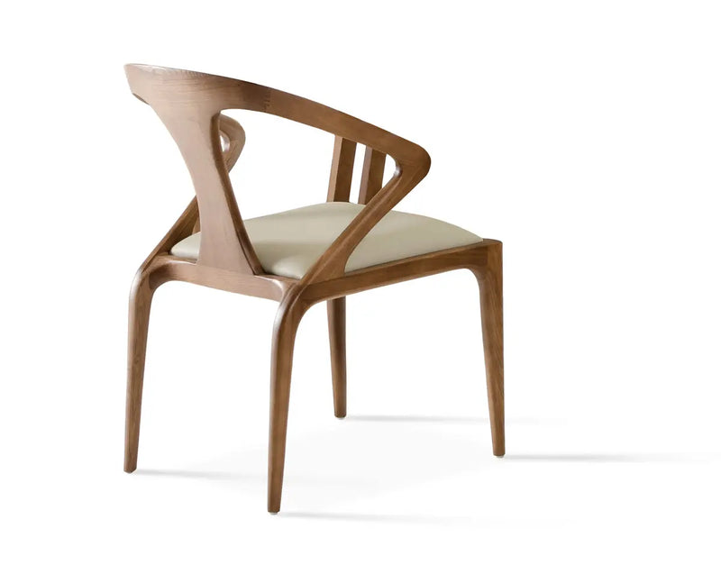 White and Brown Upholstered Faux Leather Curved Back Dining Arm Chair Homeroots Kitchen & Dining