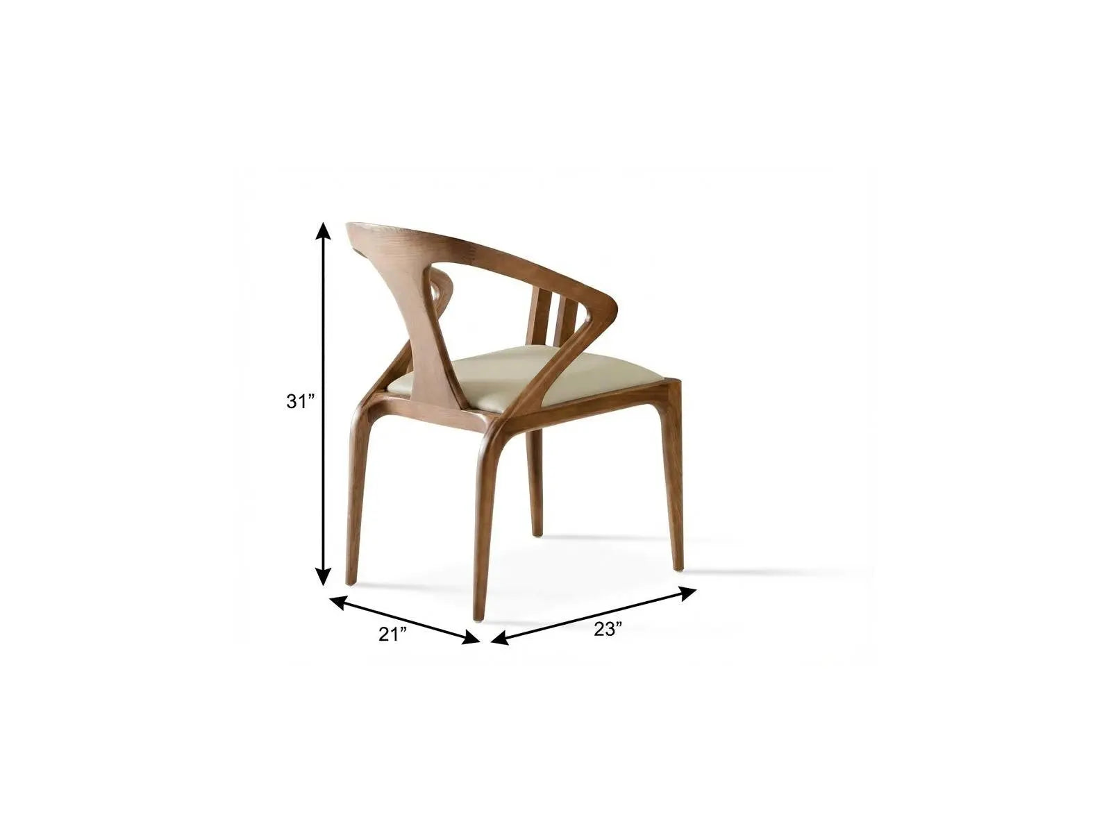 White and Brown Upholstered Faux Leather Curved Back Dining Arm Chair Homeroots Kitchen & Dining