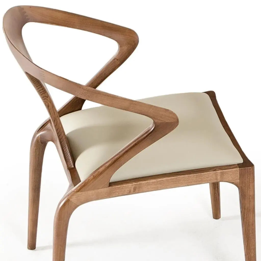 White and Brown Upholstered Faux Leather Curved Back Dining Arm Chair Homeroots Kitchen & Dining