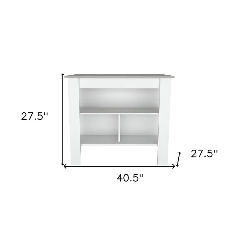 White and Gray 41" Kitchen Island With Storage Homeroots Kitchen & Dining
