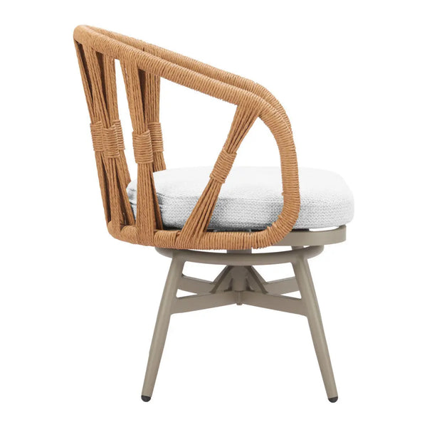 White and Gray Slipcovered Upholstery Open Back Swivel Dining Arm Chair Homeroots Kitchen & Dining