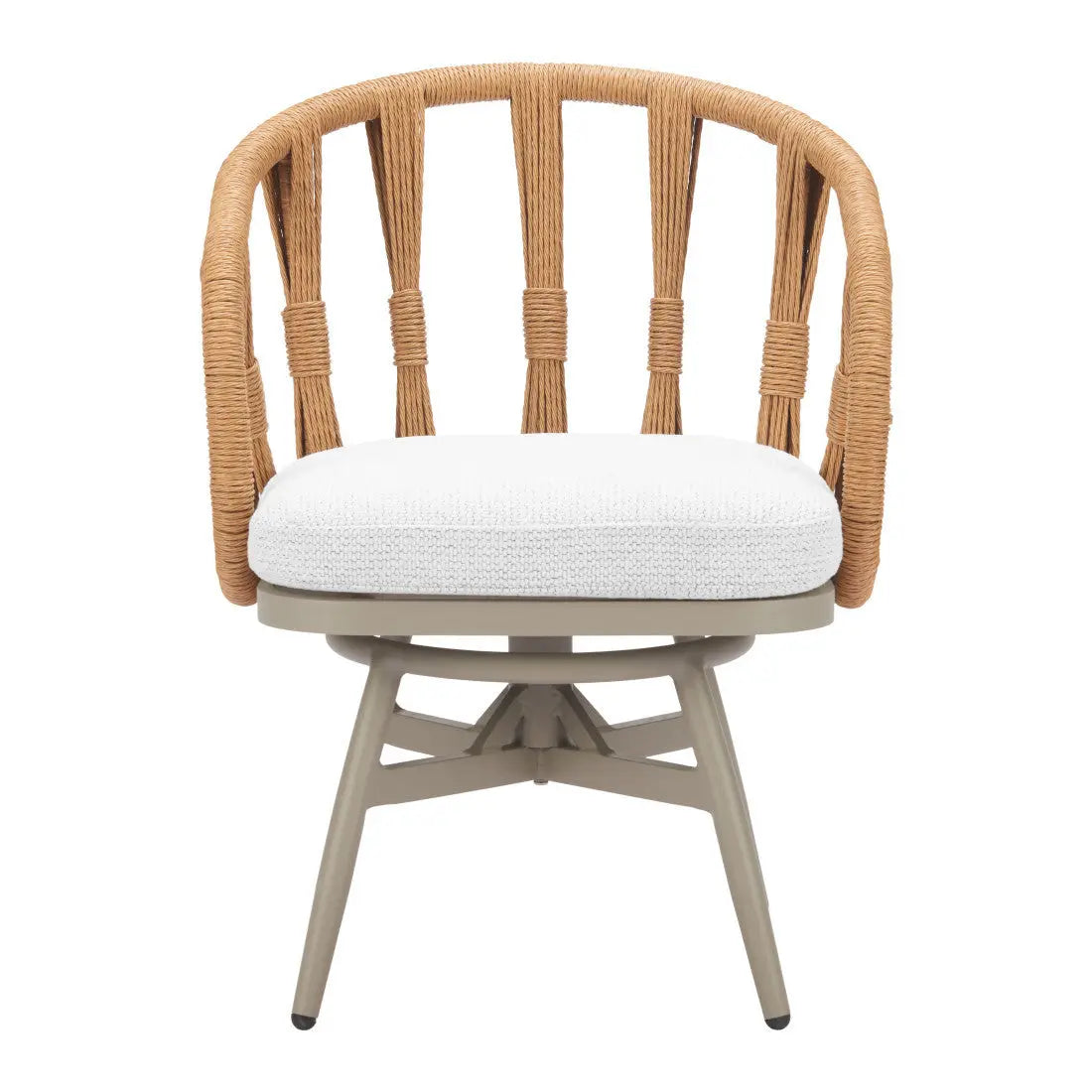 White and Gray Slipcovered Upholstery Open Back Swivel Dining Arm Chair Homeroots Kitchen & Dining