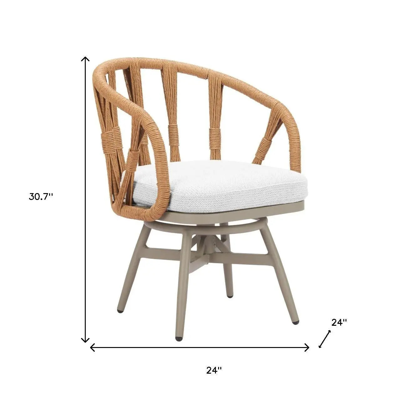 White and Gray Slipcovered Upholstery Open Back Swivel Dining Arm Chair Homeroots Kitchen & Dining