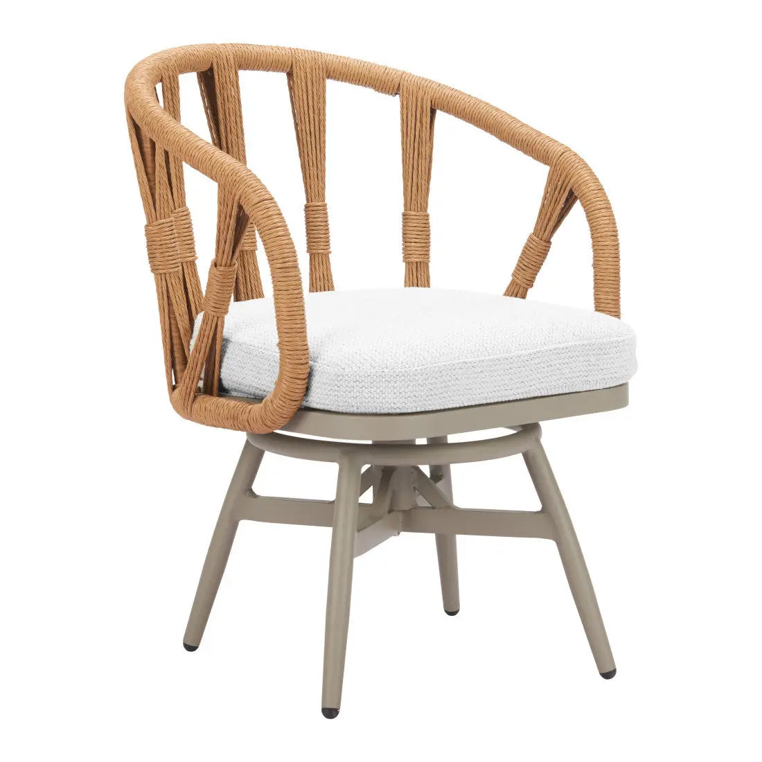 White and Gray Slipcovered Upholstery Open Back Swivel Dining Arm Chair Homeroots Kitchen & Dining