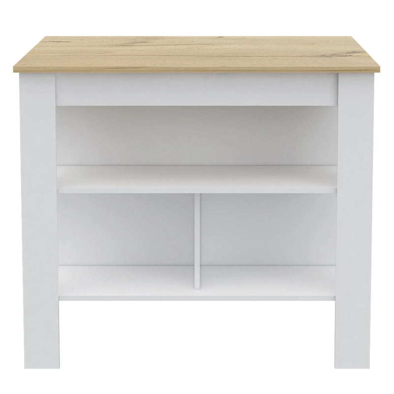 White and Oak 41" Kitchen Island With Storage Homeroots Kitchen & Dining