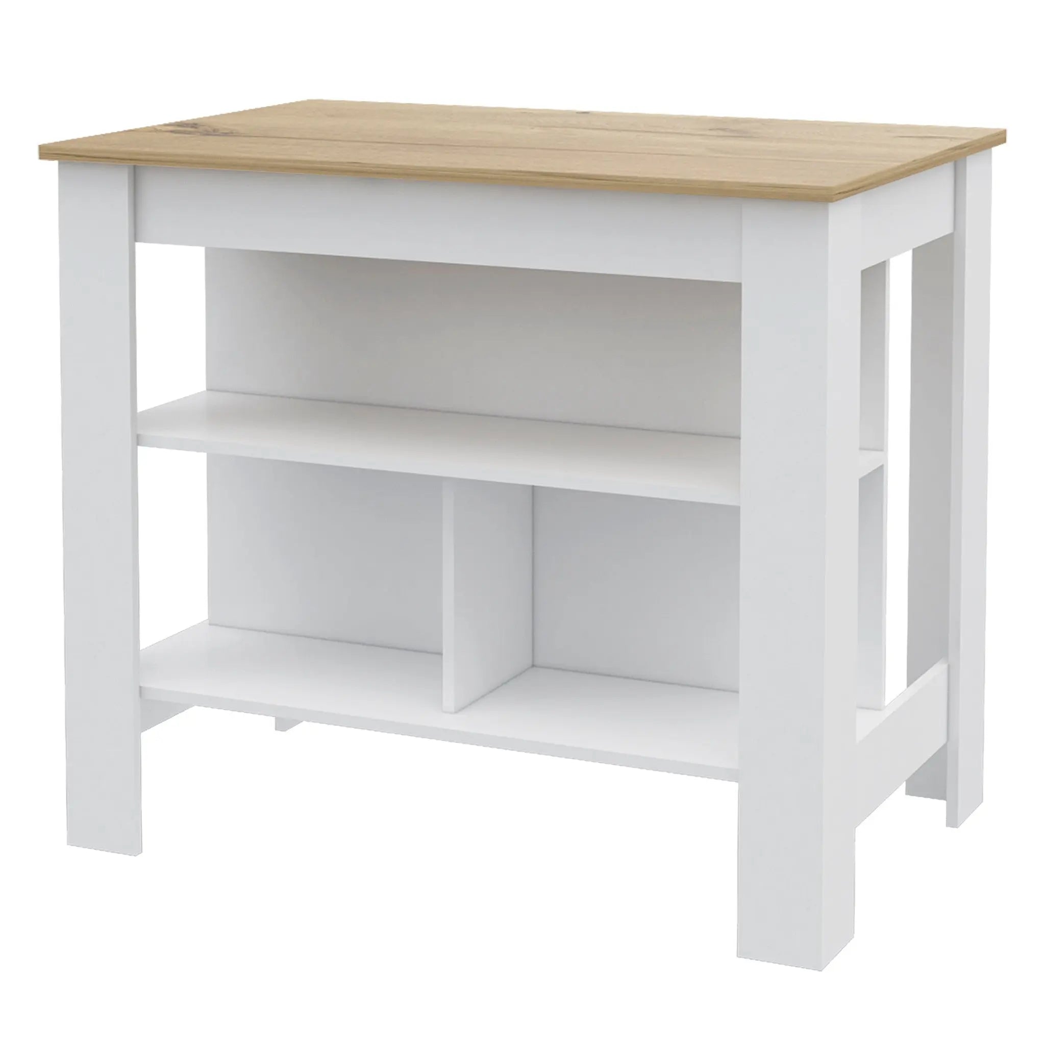 White and Oak 41" Kitchen Island With Storage Homeroots Kitchen & Dining