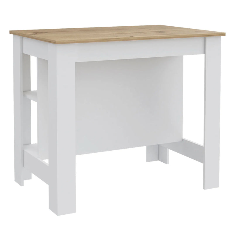 White and Oak 41" Kitchen Island With Storage Homeroots Kitchen & Dining