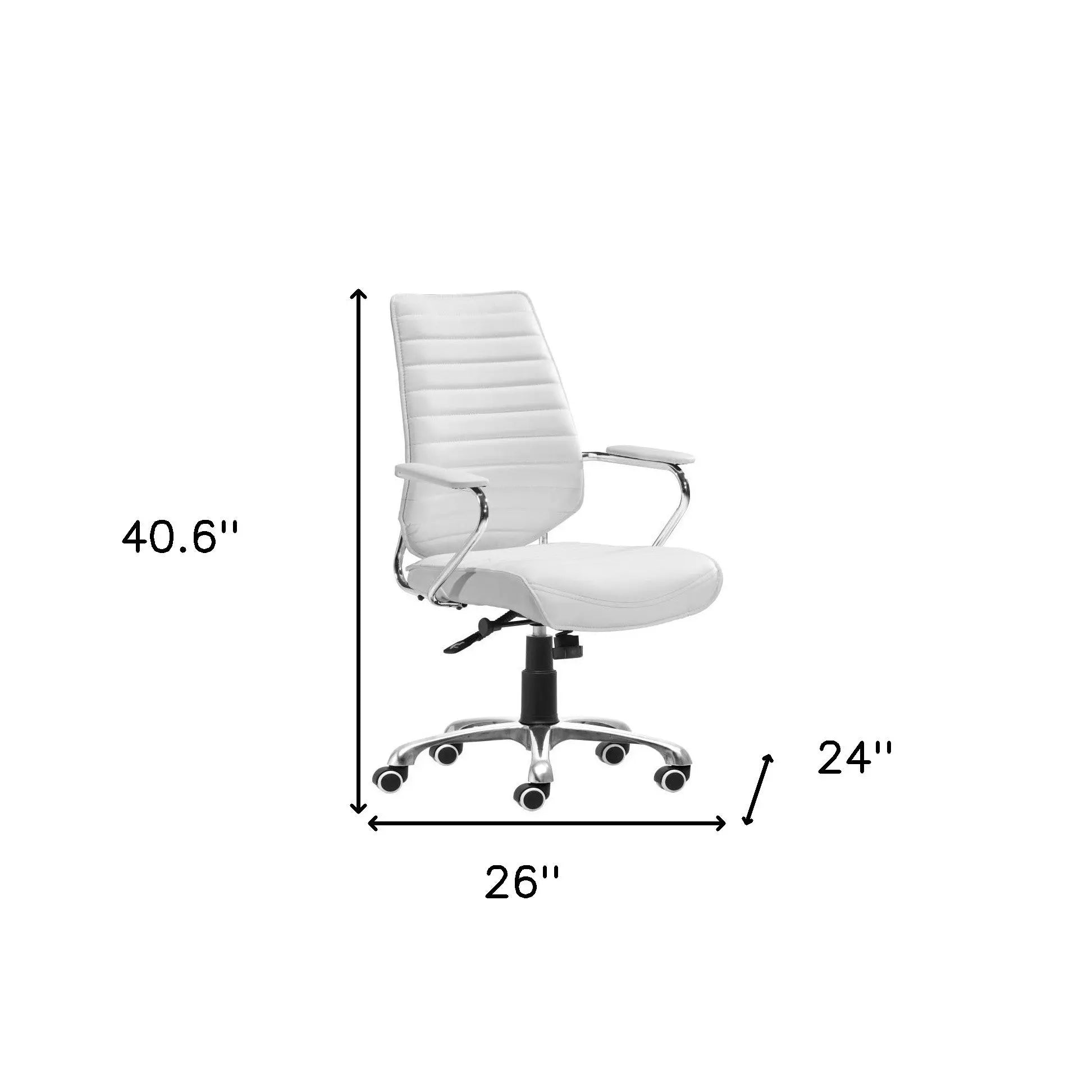 White and Silver Adjustable Height Swivel Rolling Office Chair Homeroots Office