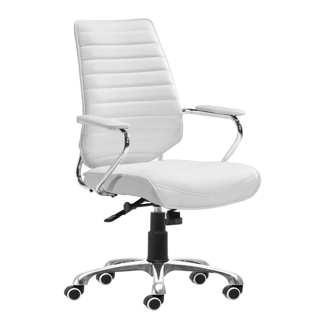 White and Silver Adjustable Height Swivel Rolling Office Chair Homeroots Office