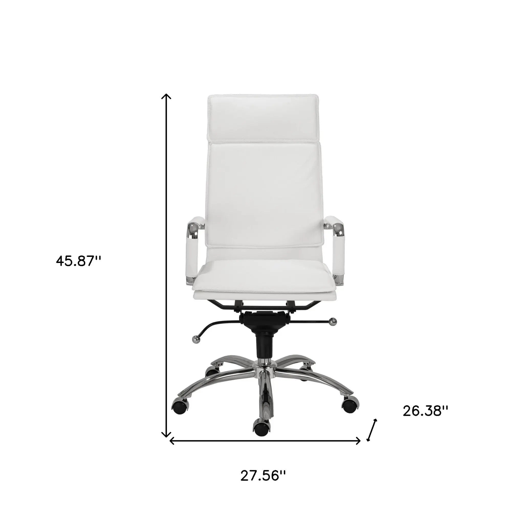White and Silver Adjustable Swivel Faux Leather Rolling Executive Office Chair Homeroots Office