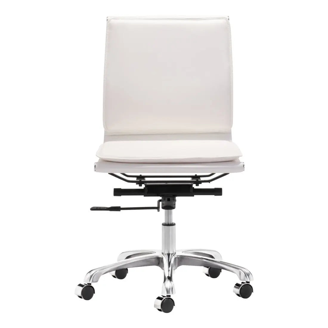 White and Silver Adjustable Swivel Faux Leather Rolling Executive Office Chair Homeroots Office