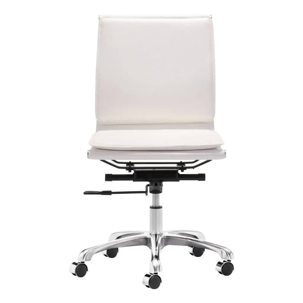 White and Silver Adjustable Swivel Faux Leather Rolling Executive Office Chair Homeroots Office