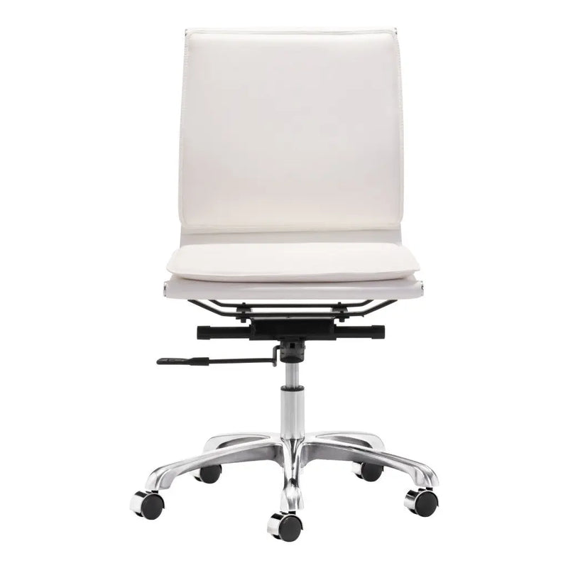 White and Silver Adjustable Swivel Faux Leather Rolling Executive Office Chair Homeroots Office
