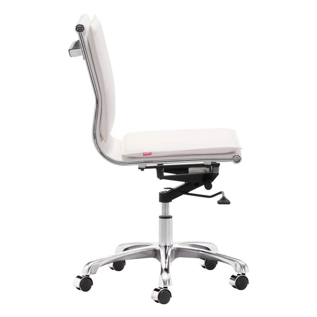 White and Silver Adjustable Swivel Faux Leather Rolling Executive Office Chair Homeroots Office