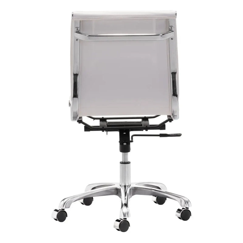 White and Silver Adjustable Swivel Faux Leather Rolling Executive Office Chair Homeroots Office