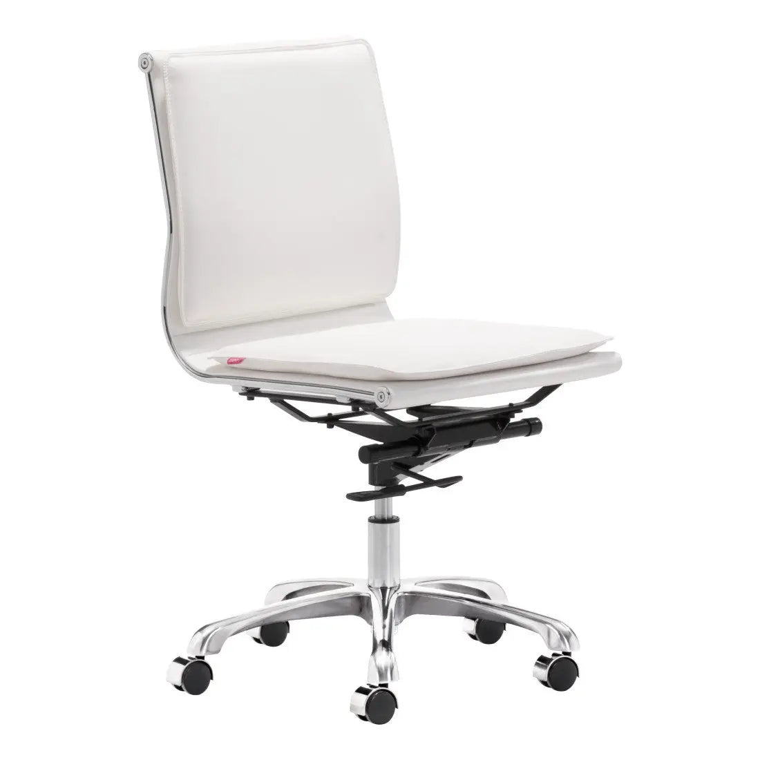 White and Silver Adjustable Swivel Faux Leather Rolling Executive Office Chair Homeroots Office