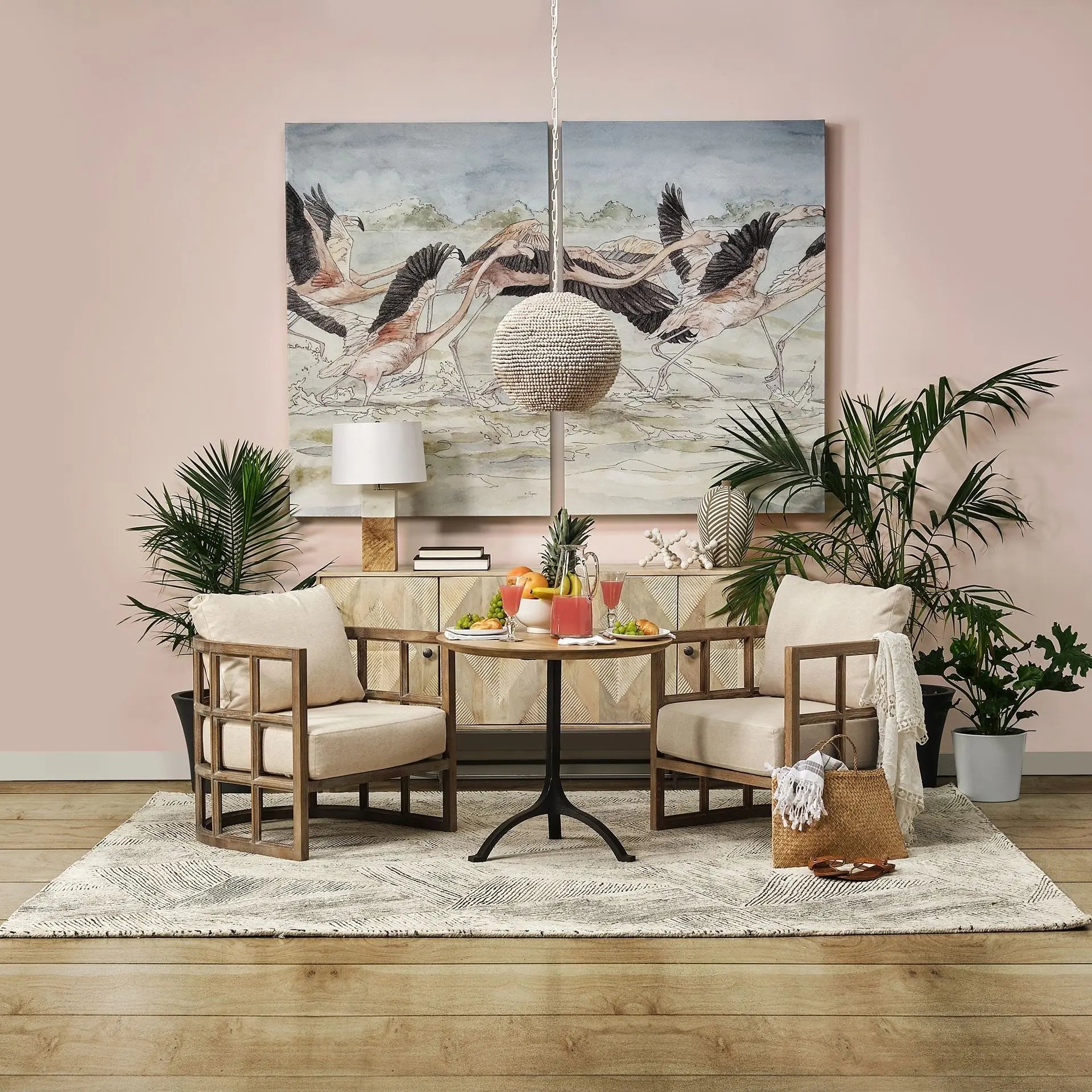 Whitewash Beaded Ball Hanging Light Homeroots Lighting