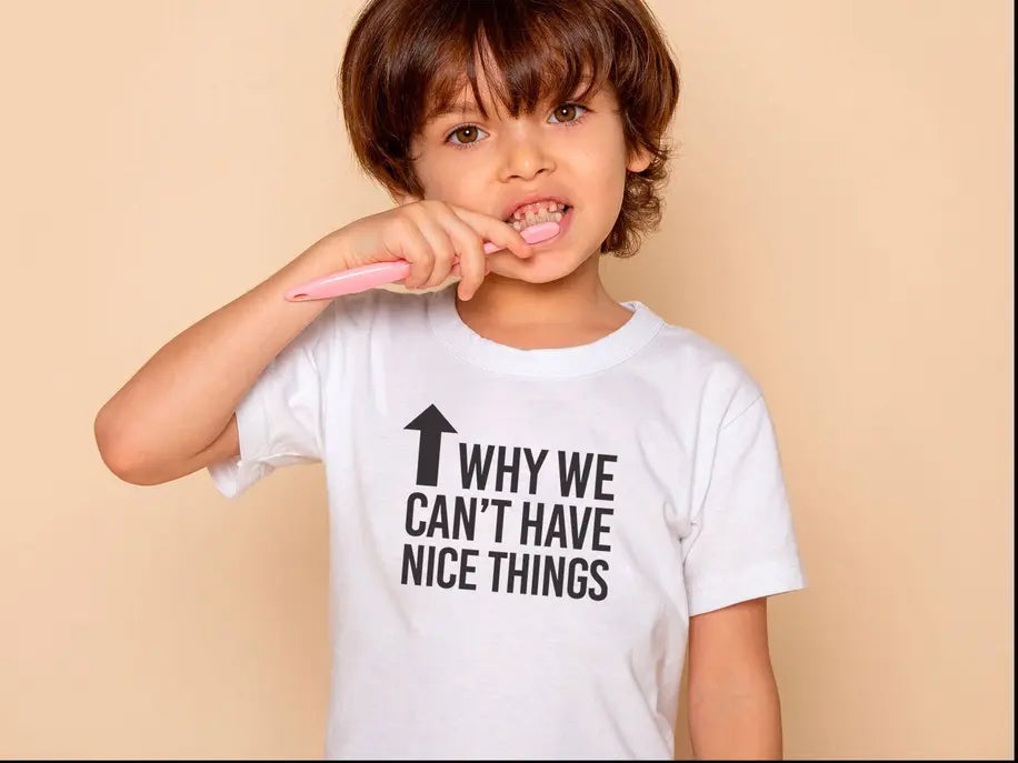Why We Can't Have Nice Things Funny Kids Shirt Stiles Tee