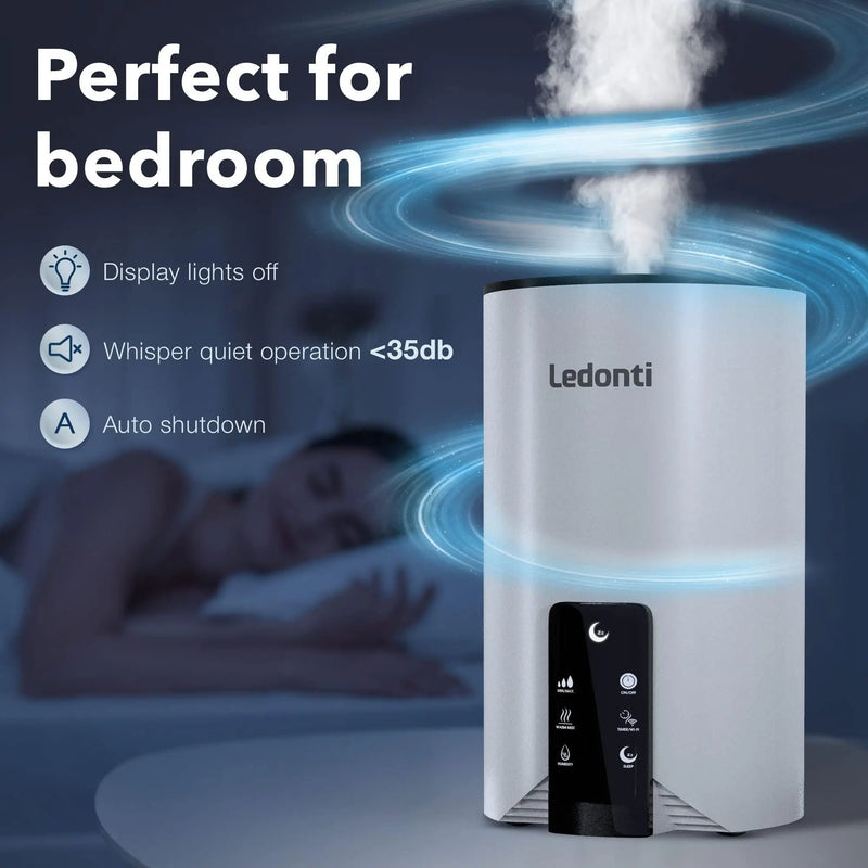 WiFi Control Humidifiers for Bedroom   Dual Mist (Cool & Warm) ! Humidifier 4L Big Capacity Top Fill Water Tank Quie Humidifier for Large Rooms Home Living Office Baby   Ultrasonic Humidifier Ledonti