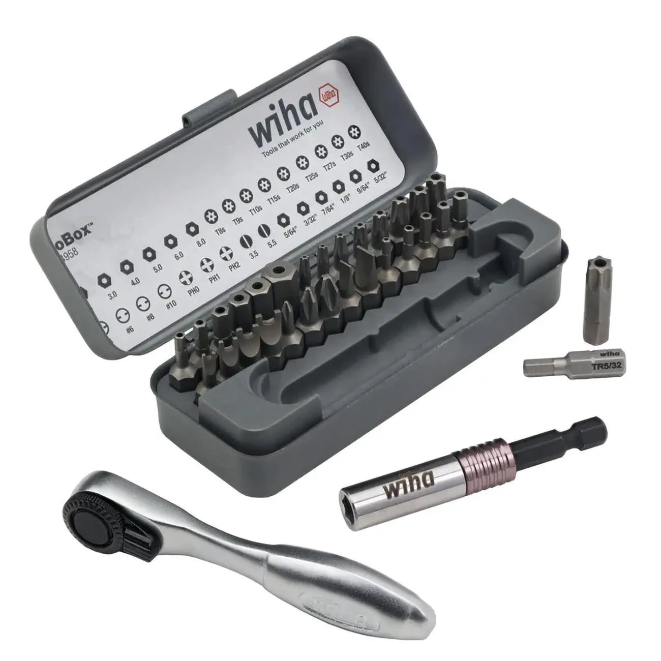 Wiha Gobox Security Bit Set With Mini Ratchet (32-piece) WIHA