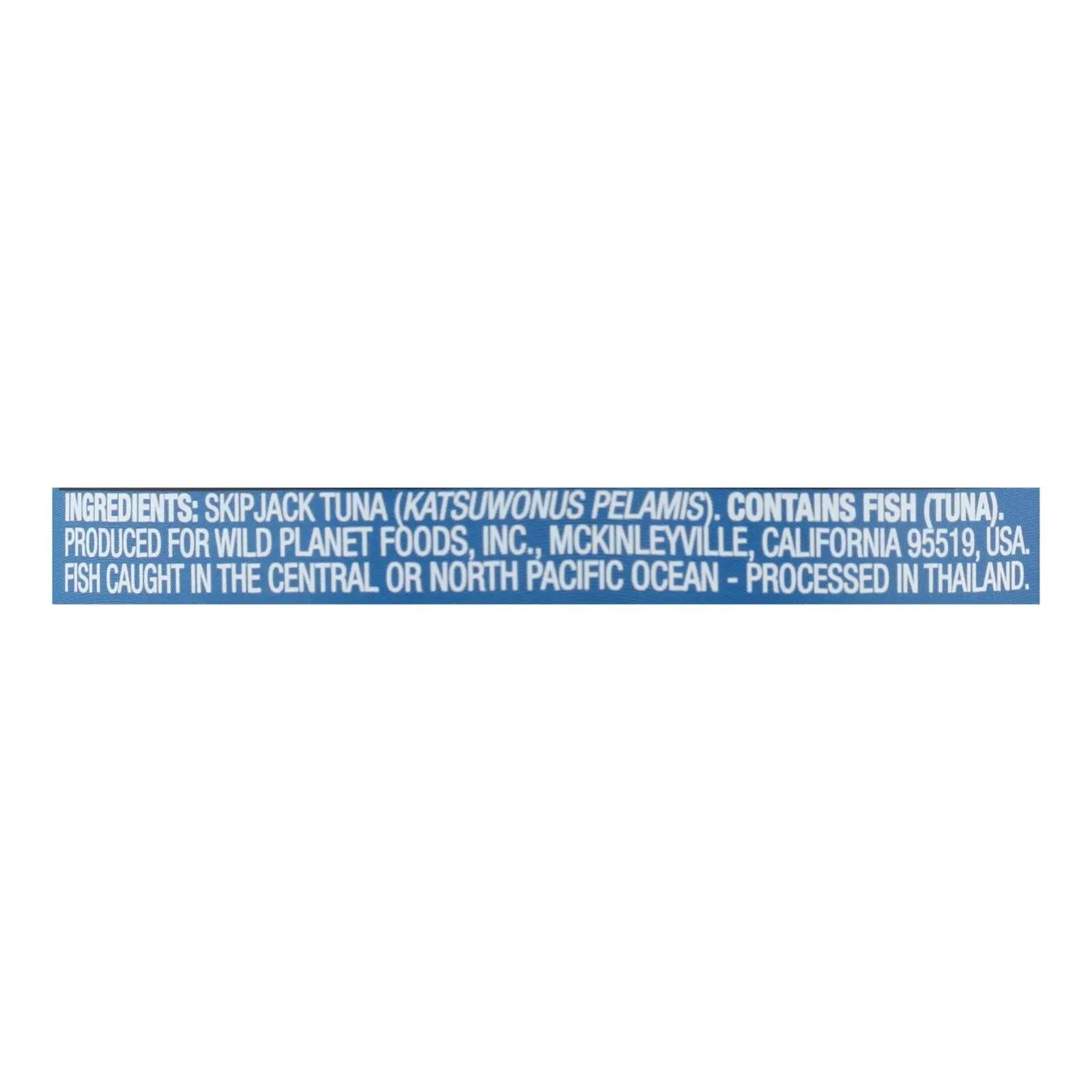 Wild Planet Wild Skipjack Light Tuna - No Salt Added - Case Of 12 - 5 Oz. Wild Planet