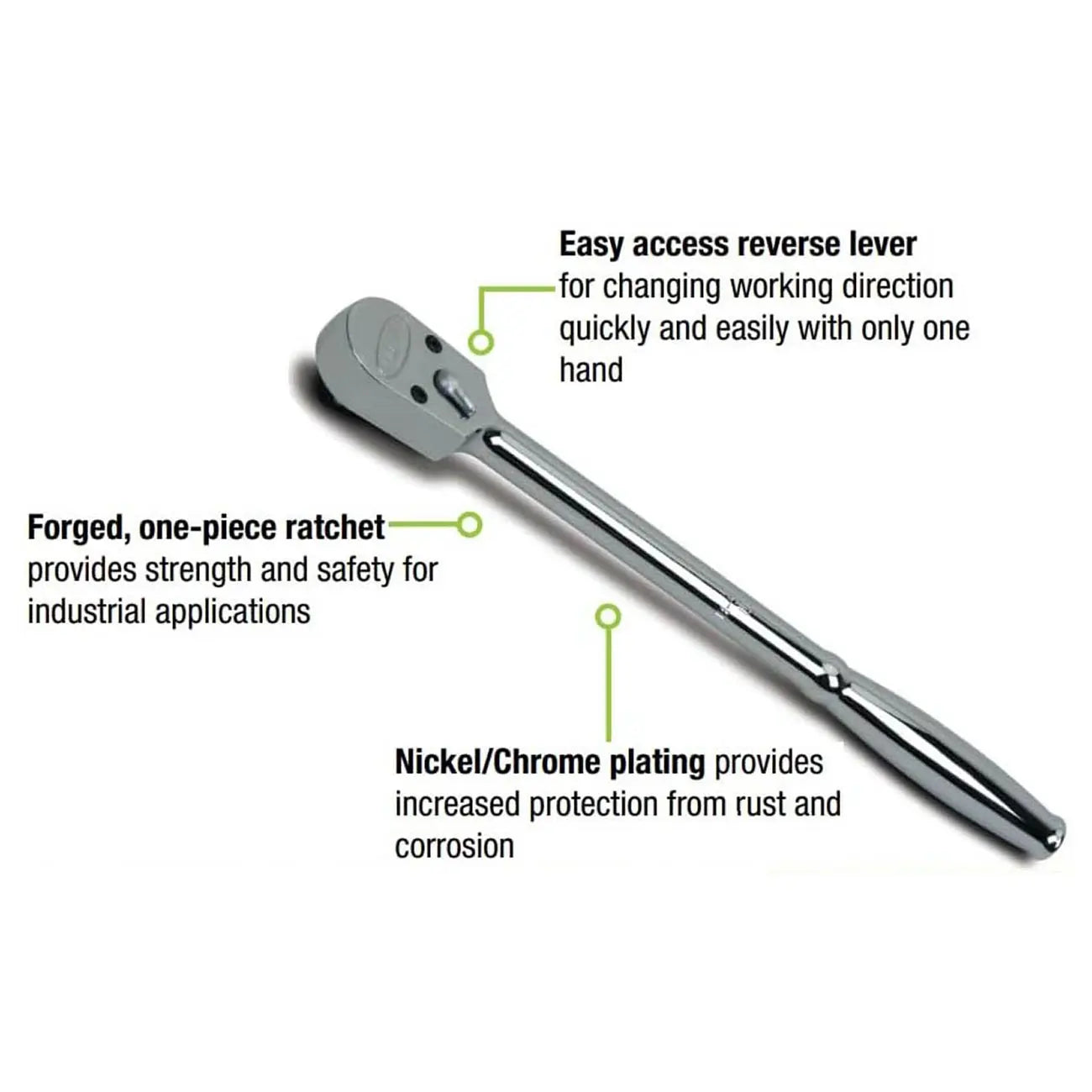 Williams 1/2" Drive Sealed Narrow Head Ratchet With 15" Long Handle 36 Teeth WILLIAMS
