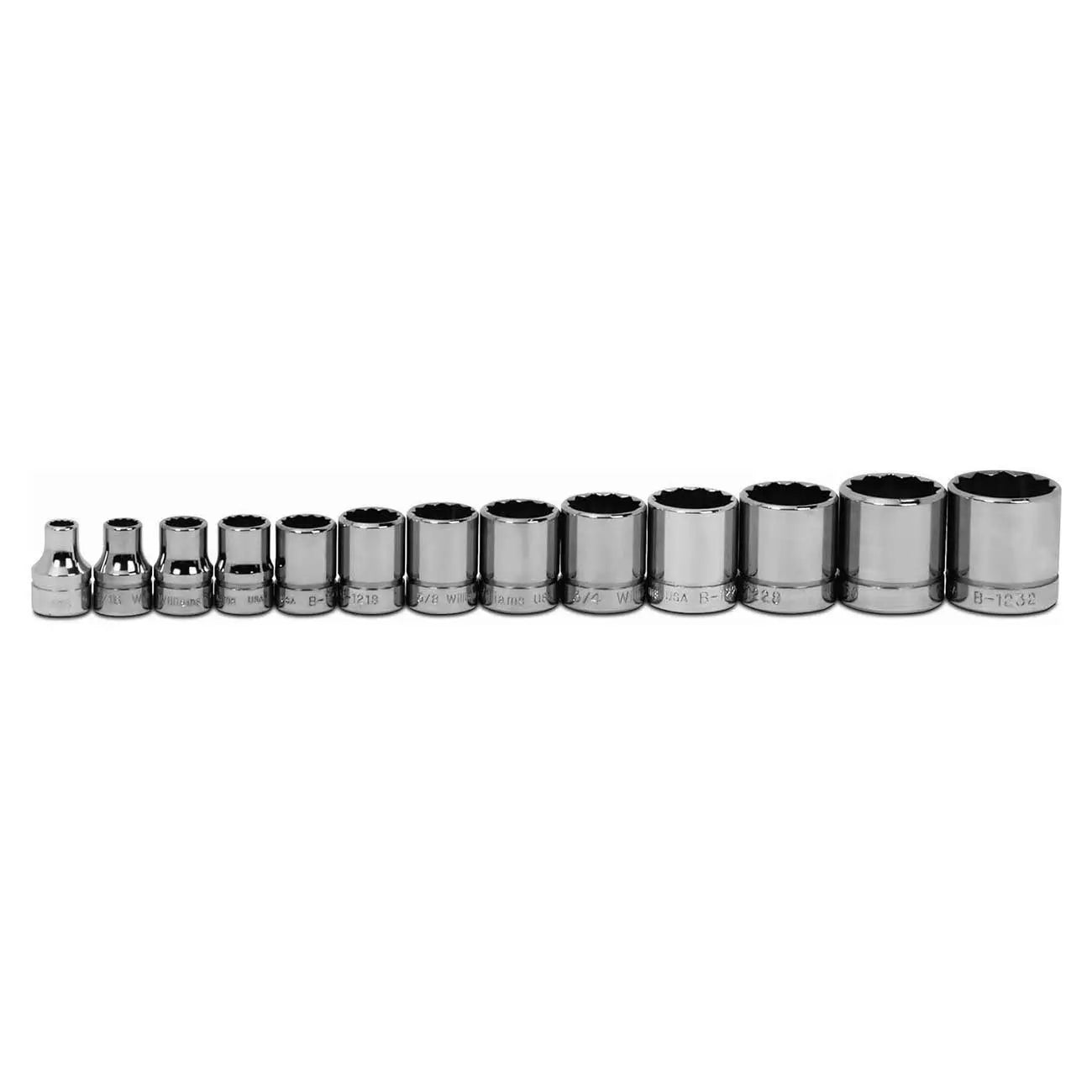 Williams 3/8" Drive Shallow Sae Socket Set On Clip Rail  12-point (13 Piece) WILLIAMS