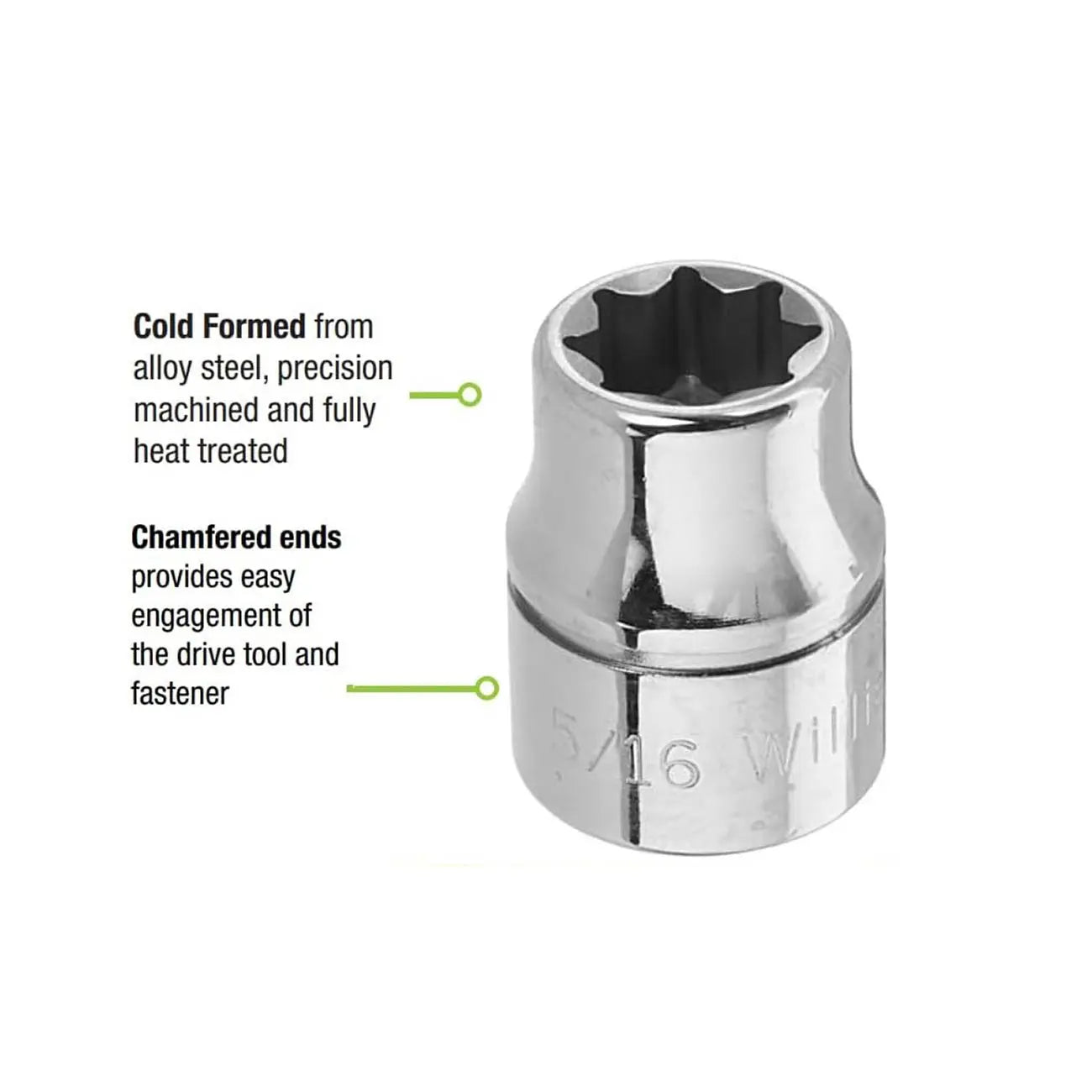 Williams 5/16″ Shallow Socket 3/8″ Drive 8 Point WILLIAMS