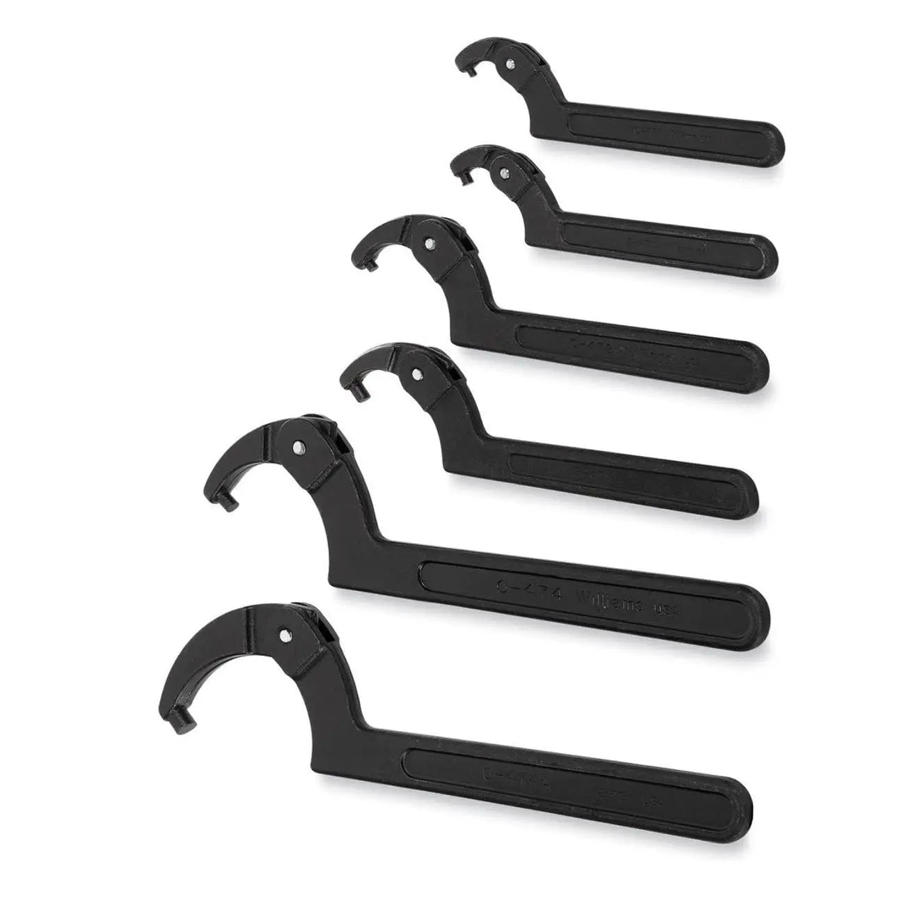 Williams Adjustable Hook Spanner 6 Wrench Set WILLIAMS