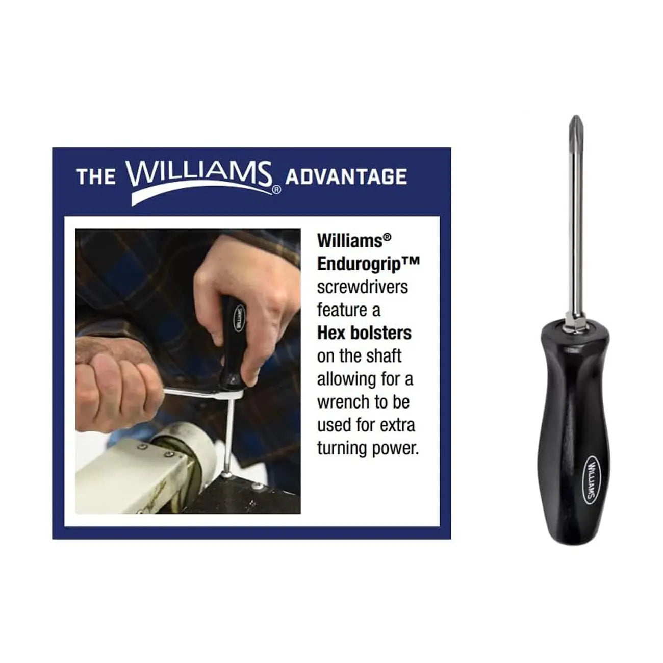 Williams Endurogrip Screwdriver: Slotted 7/16" X 10" With Hex Bolster WILLIAMS