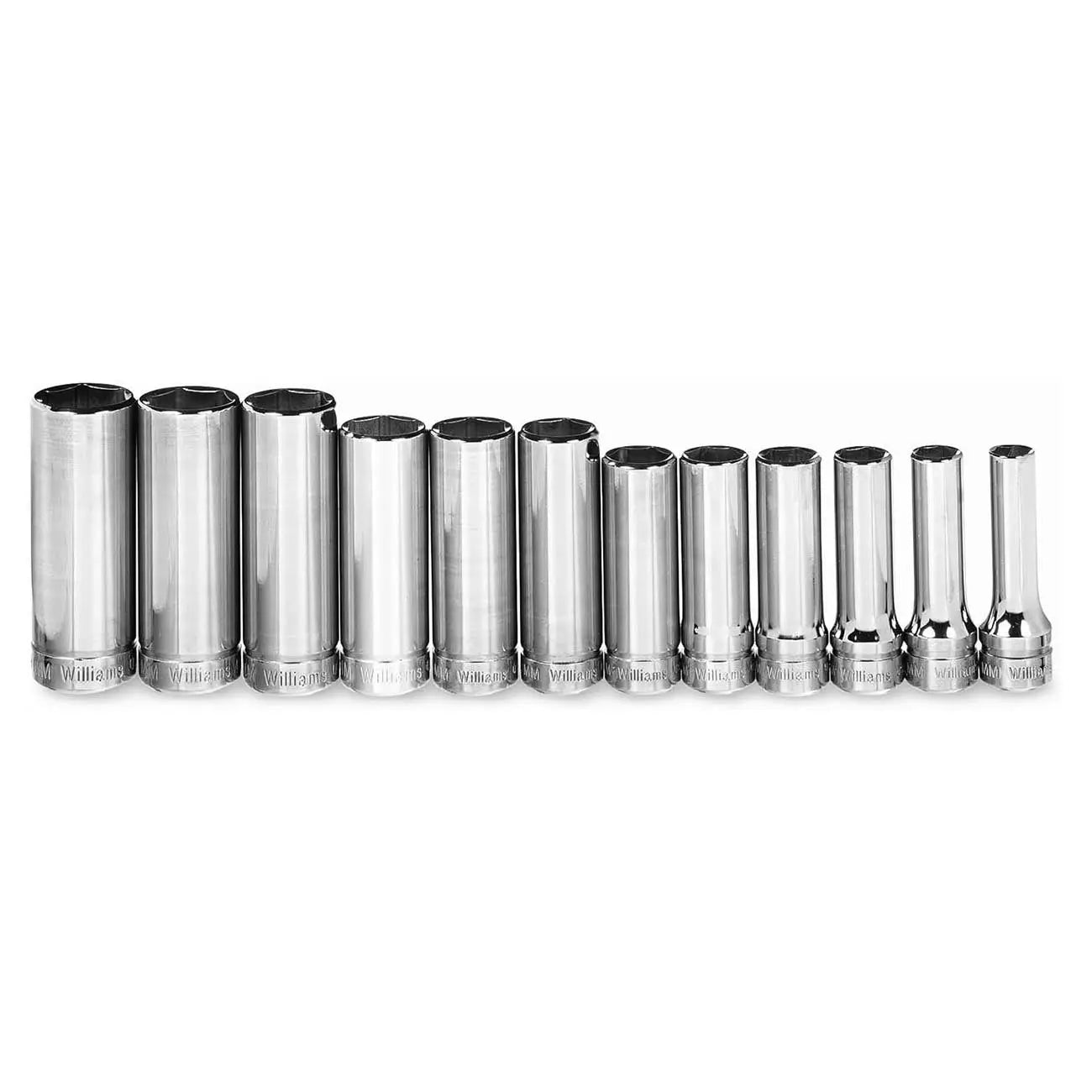 Williams Metric 3/8" Drive Deep Supertorque™ Socket Set – 6 Point (12 Piece) WILLIAMS