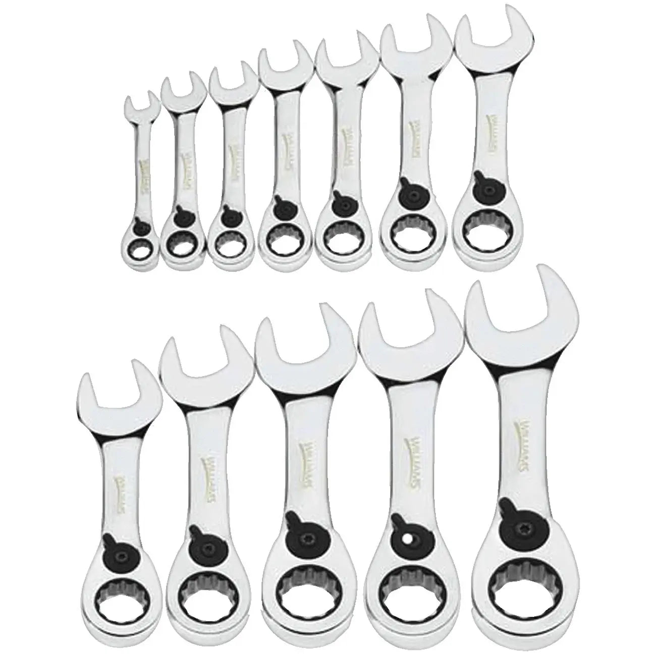 Williams Metric Stubby Reversible Ratcheting Combination Wrench Set 12-point (12 Piece) WILLIAMS