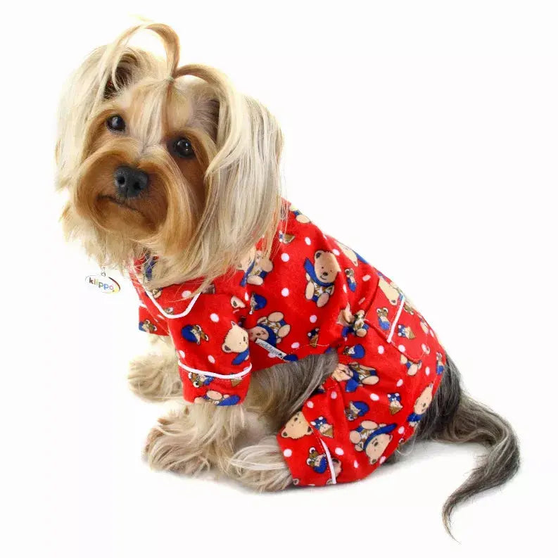 Winter Bear in Blue Scarf Flannel Pajamas Klippo Pet