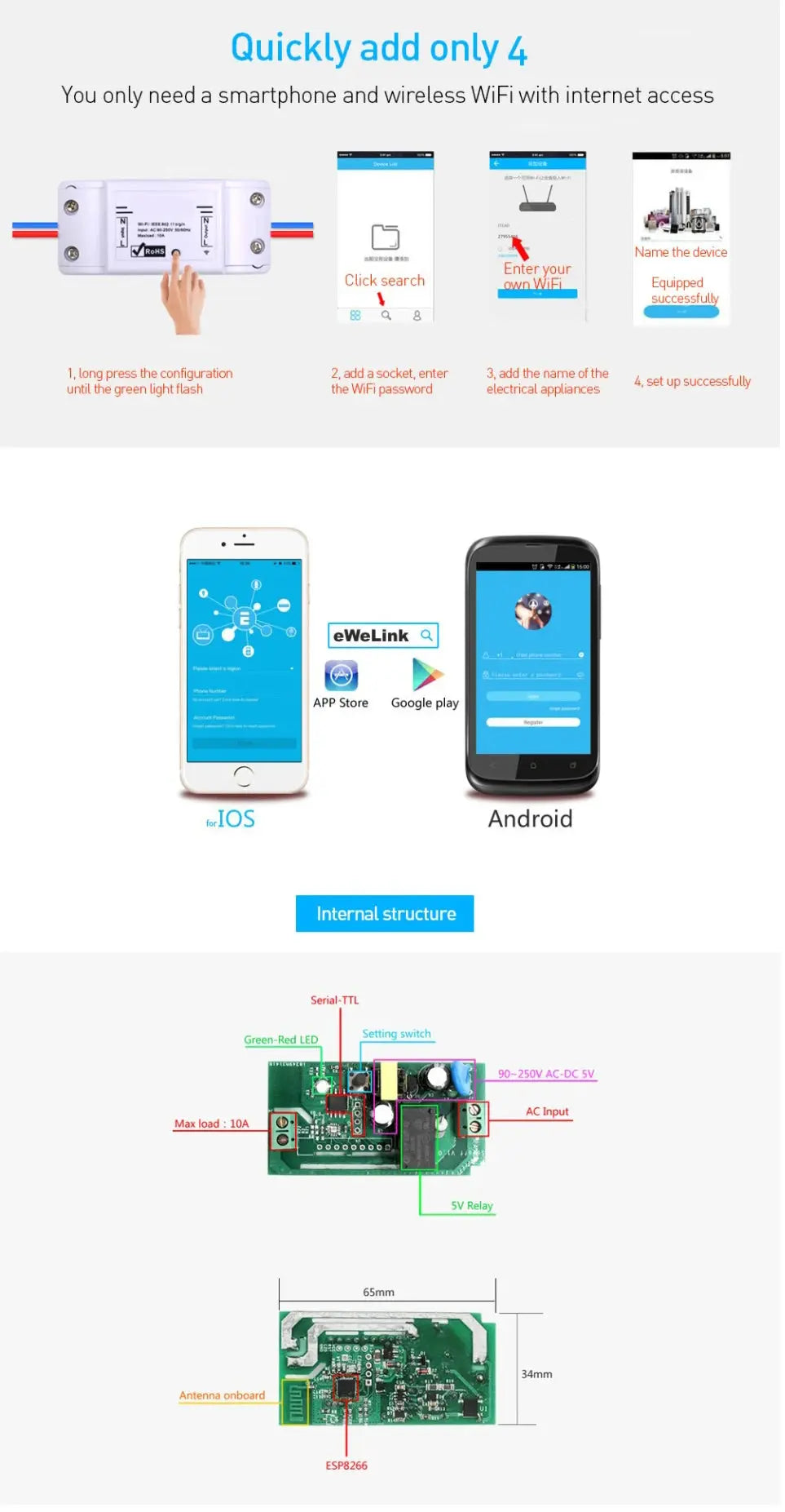 Wireless WIFI Smart Switch  For Smart  Home Security System GreatEagleInc