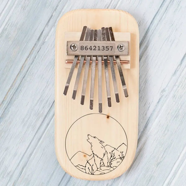 Wolf Engraved Thumb Piano Mountain Melodies
