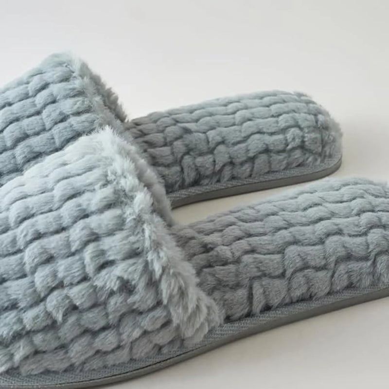 Women Soft Comfy Patterned Fluffy Plush Slip On House Slipper Roxoni
