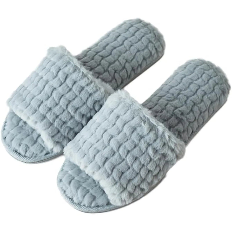Women Soft Comfy Patterned Fluffy Plush Slip On House Slipper Roxoni