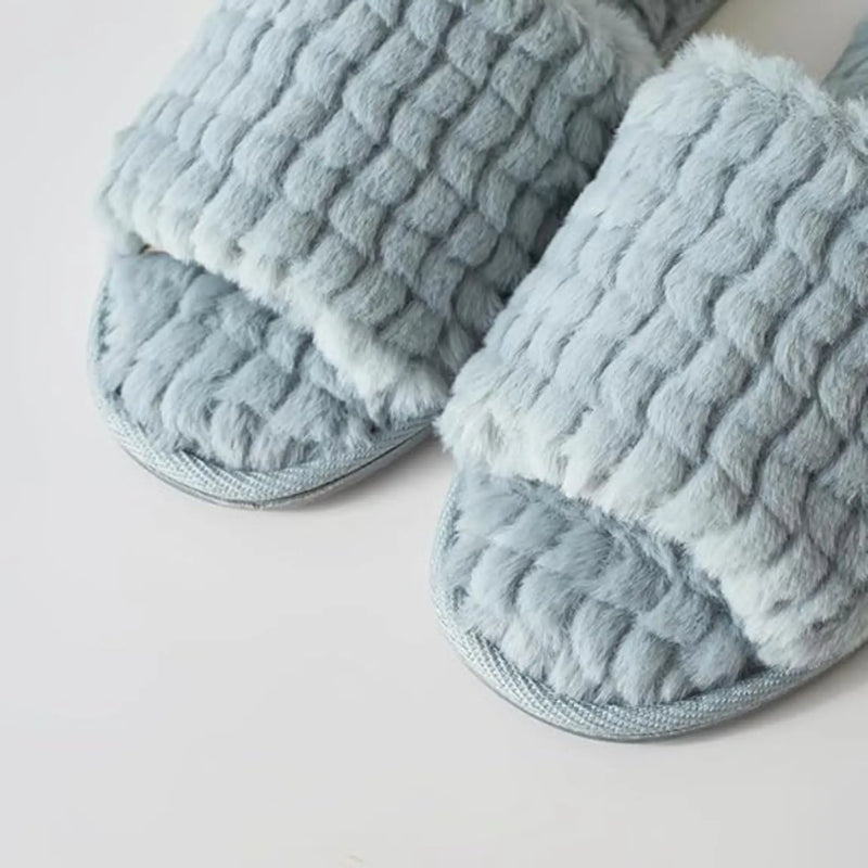 Women Soft Comfy Patterned Fluffy Plush Slip On House Slipper Roxoni