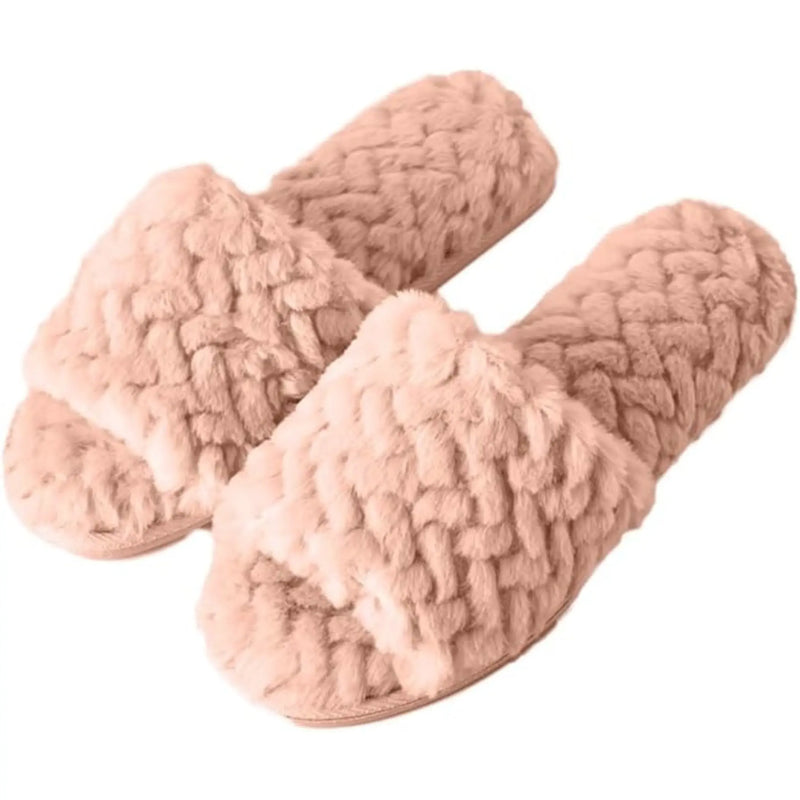Women Soft Comfy Patterned Fluffy Plush Slip On House Slipper Roxoni