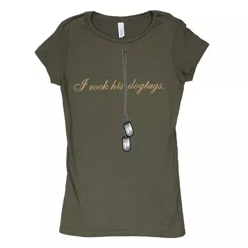 Women's Cotton Tee I Rock His Dogtags - Olive Drab Fox Outdoor