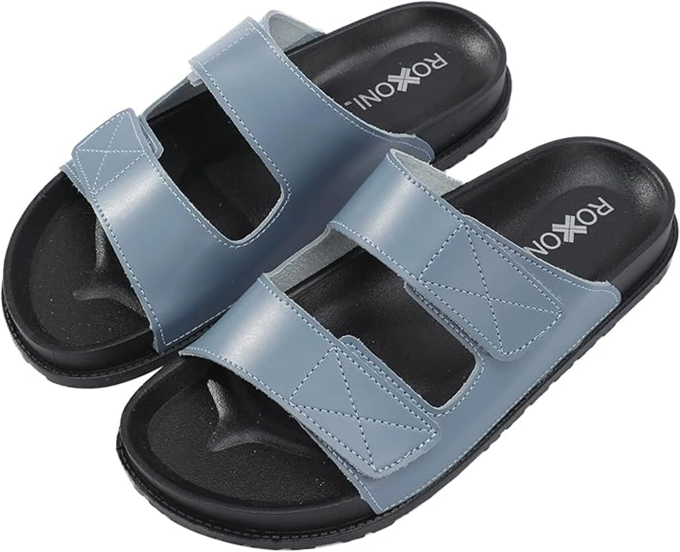 Women's Cushioned Two Strap Footbed Lightweight Open Toe Slide Sandals Roxoni