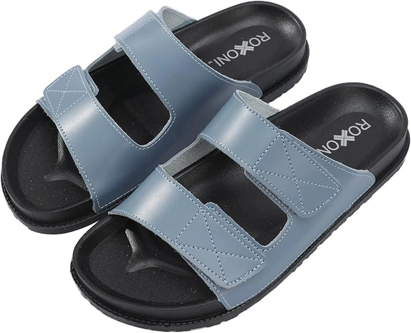 Women's Cushioned Two Strap Footbed Lightweight Open Toe Slide Sandals Roxoni
