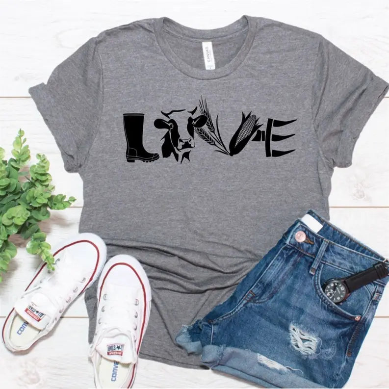 Women's Farm Love Cow T-Shirt Dream Team Designs
