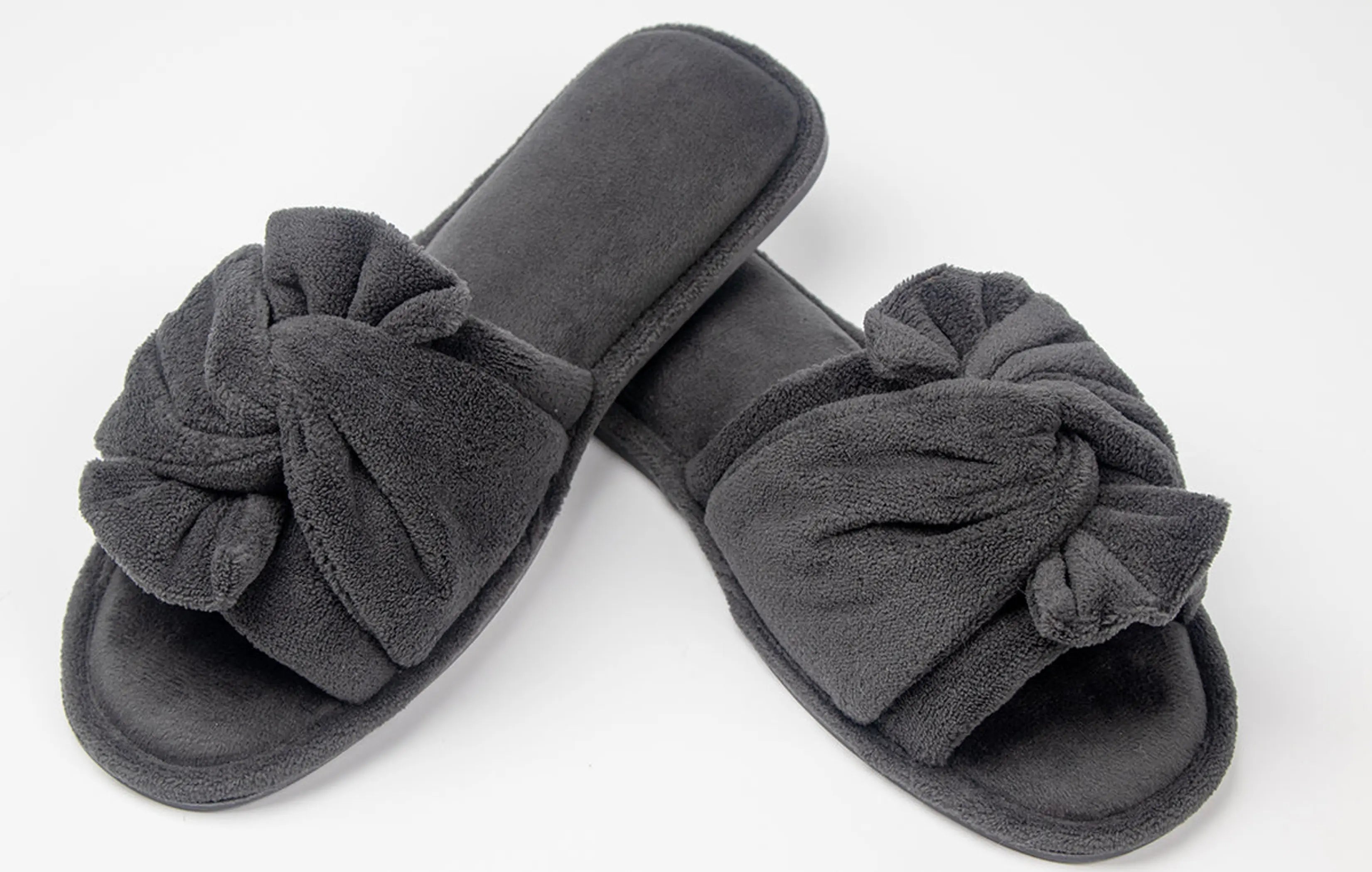 Women's Indoor Twist Ribbon Plus Open Toe House Slippers Roxoni