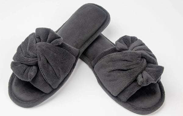 Women's Indoor Twist Ribbon Plus Open Toe House Slippers Roxoni