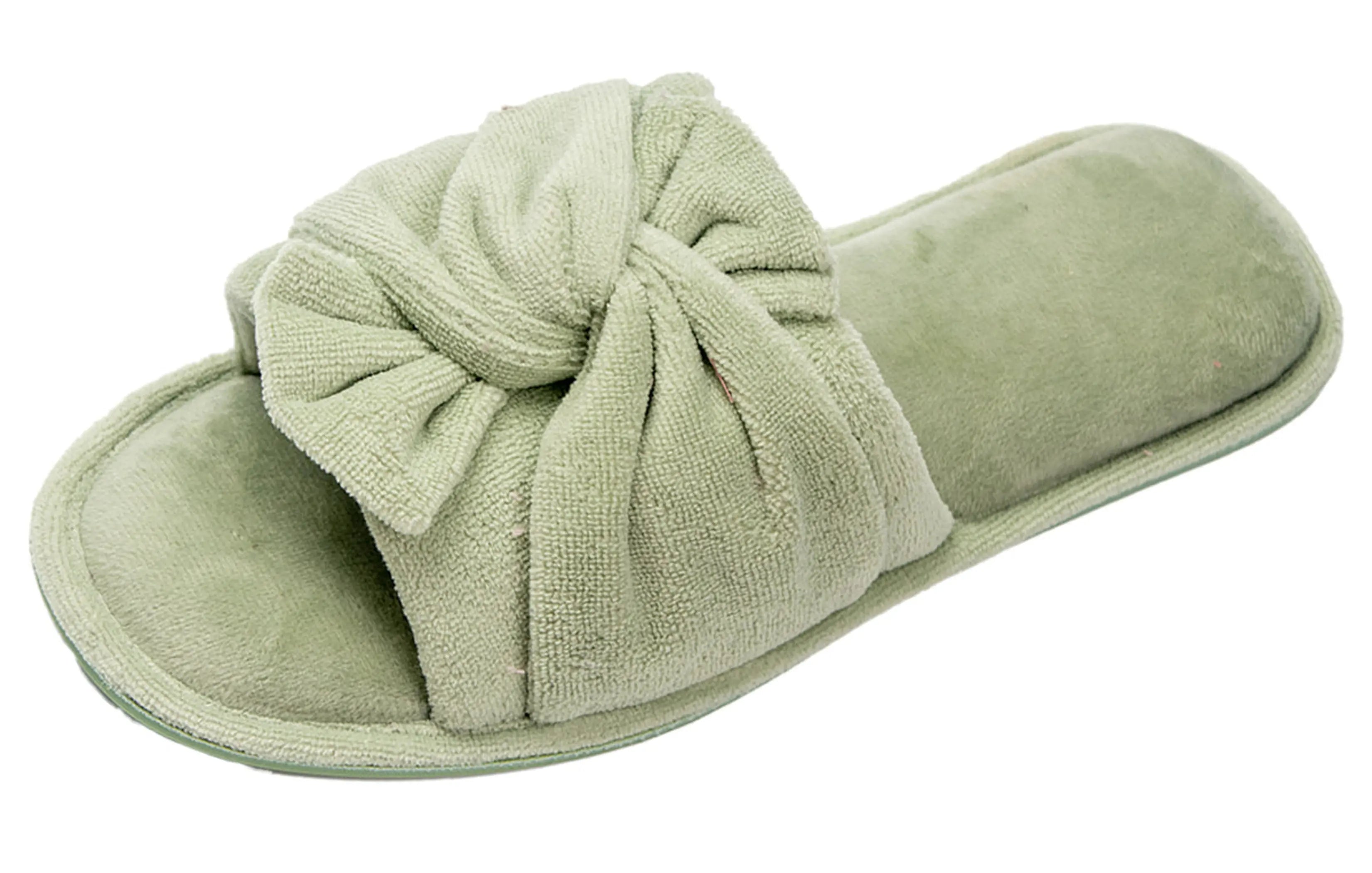 Women's Indoor Twist Ribbon Plus Open Toe House Slippers Roxoni