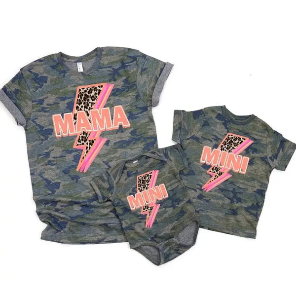 Women's Leopard bolt Mama Mini T-Shirt Dream Team Designs