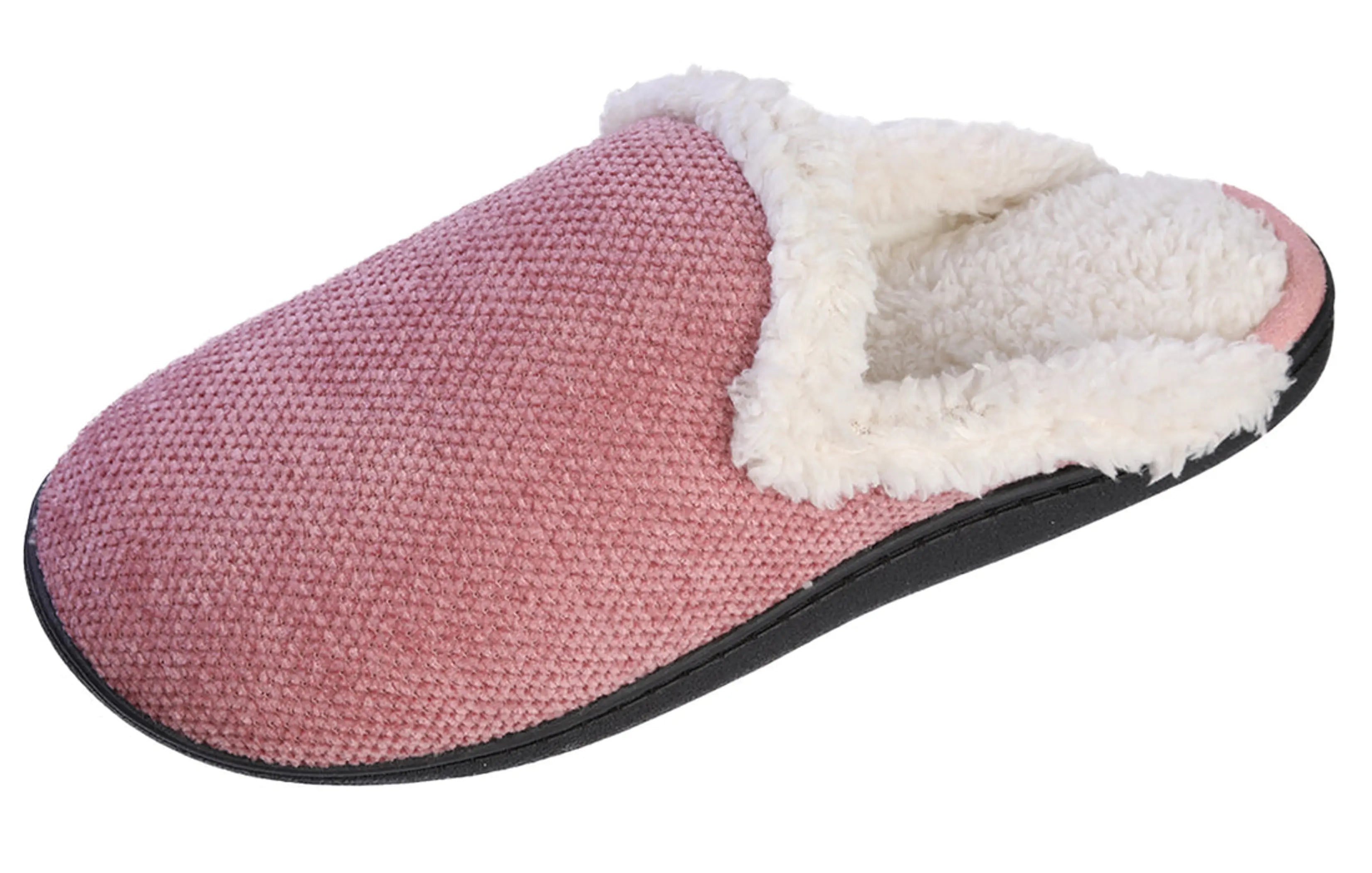 Women's Memory Foam House Fleece Trim Knit Sweater Slipper Roxoni
