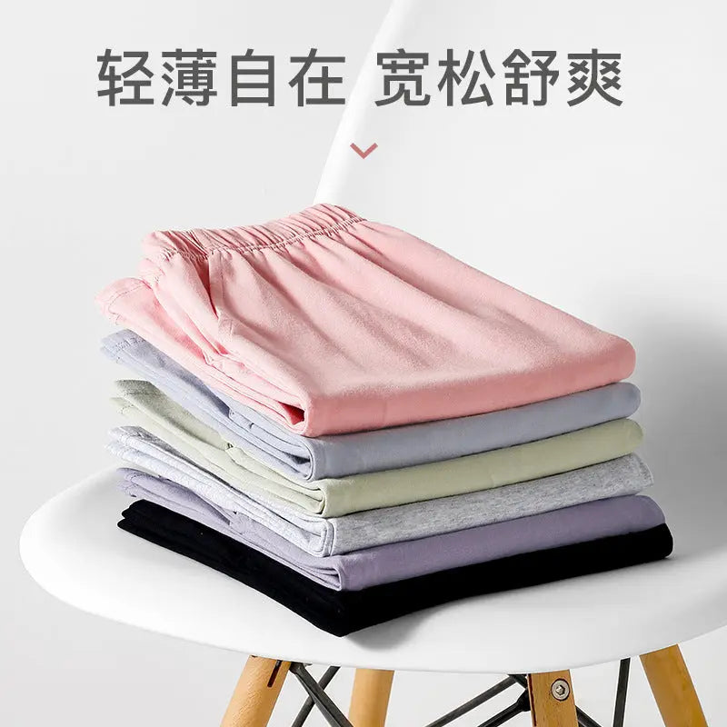 Women's Pajama Pants Summer Three-Quarter Pants Pure Cotton Thin Large Size Home Pants Large Pants Home Pants Loose Factory Wholesale GreatEagleInc