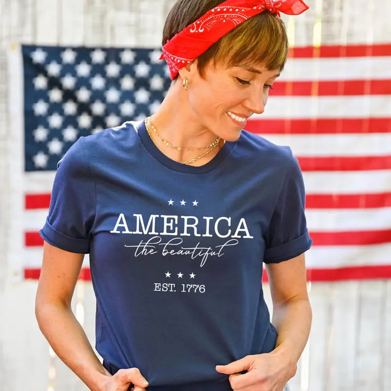 Women's Retro America the Beautiful Patritic T-Shirt Dream Team Designs